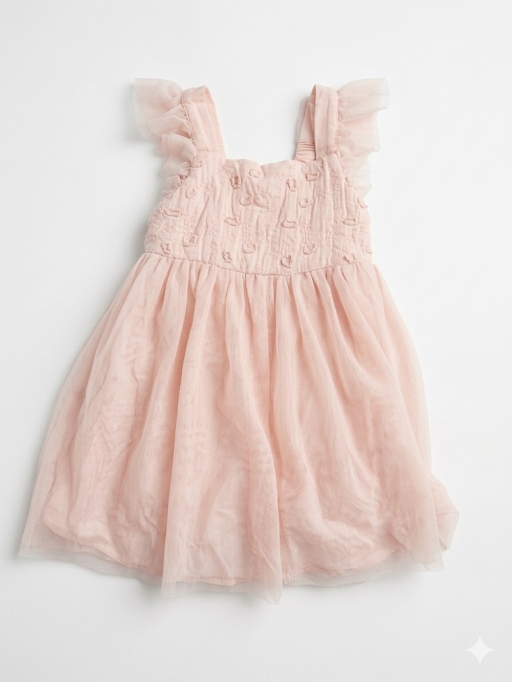 Cat & Jack Light Pink Tulle Dress with Ruffle Straps Size 4T